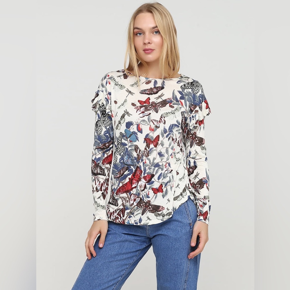 H&M Butterfly Floral Long Sleeve Shirt